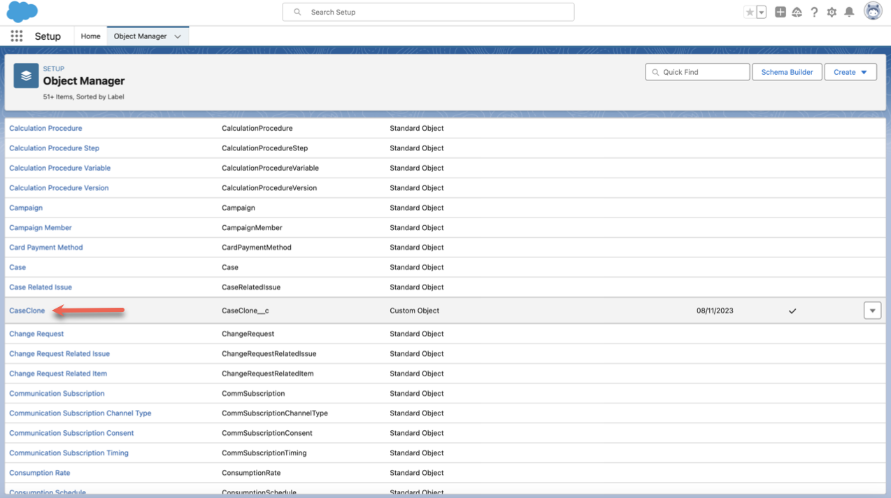 Selecting the Object that Contains the Picklist in Object Manager in Salesforce