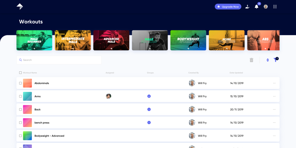 user interface of my pt hub