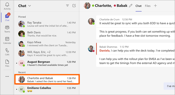 Screenshot of Microsoft Teams Chat