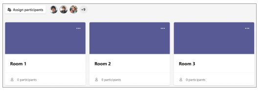 Screenshot of three breakout rooms in Microsoft Teams