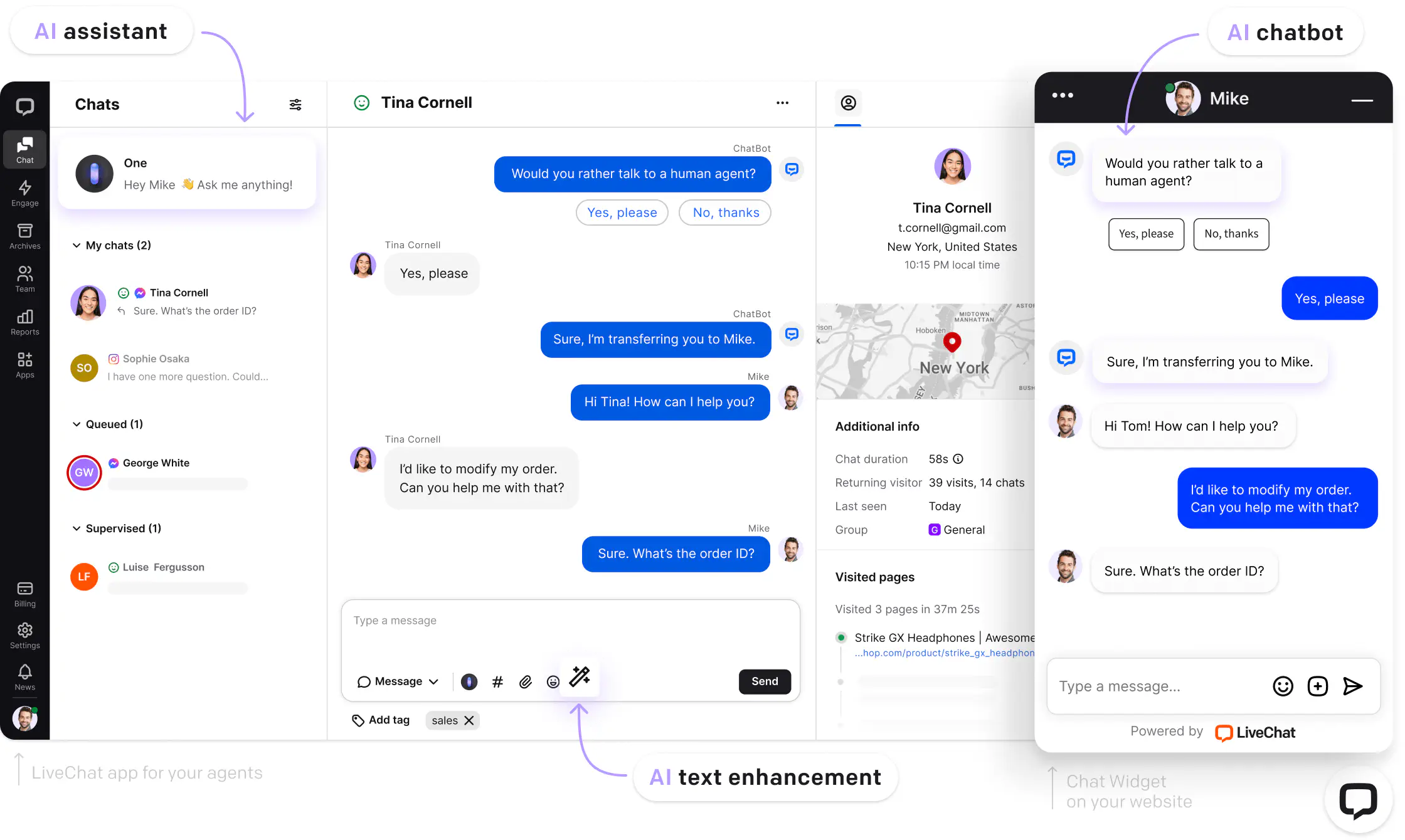 LiveChat user interface