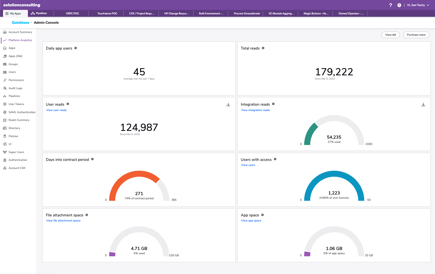 User Interface of Quickbase