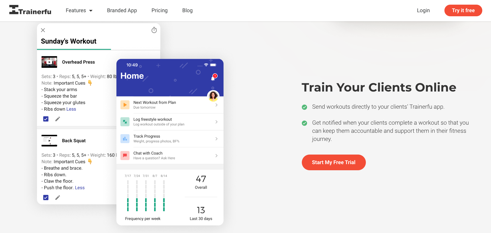 landing page of trainerfu