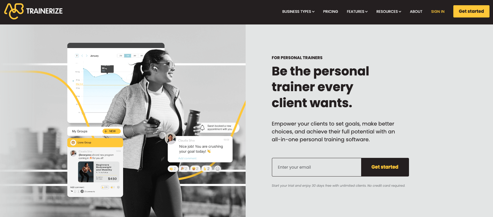 landing page of abc trainerize