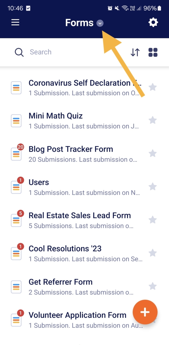 Clicking on the Dropdown on Jotform Mobile Forms