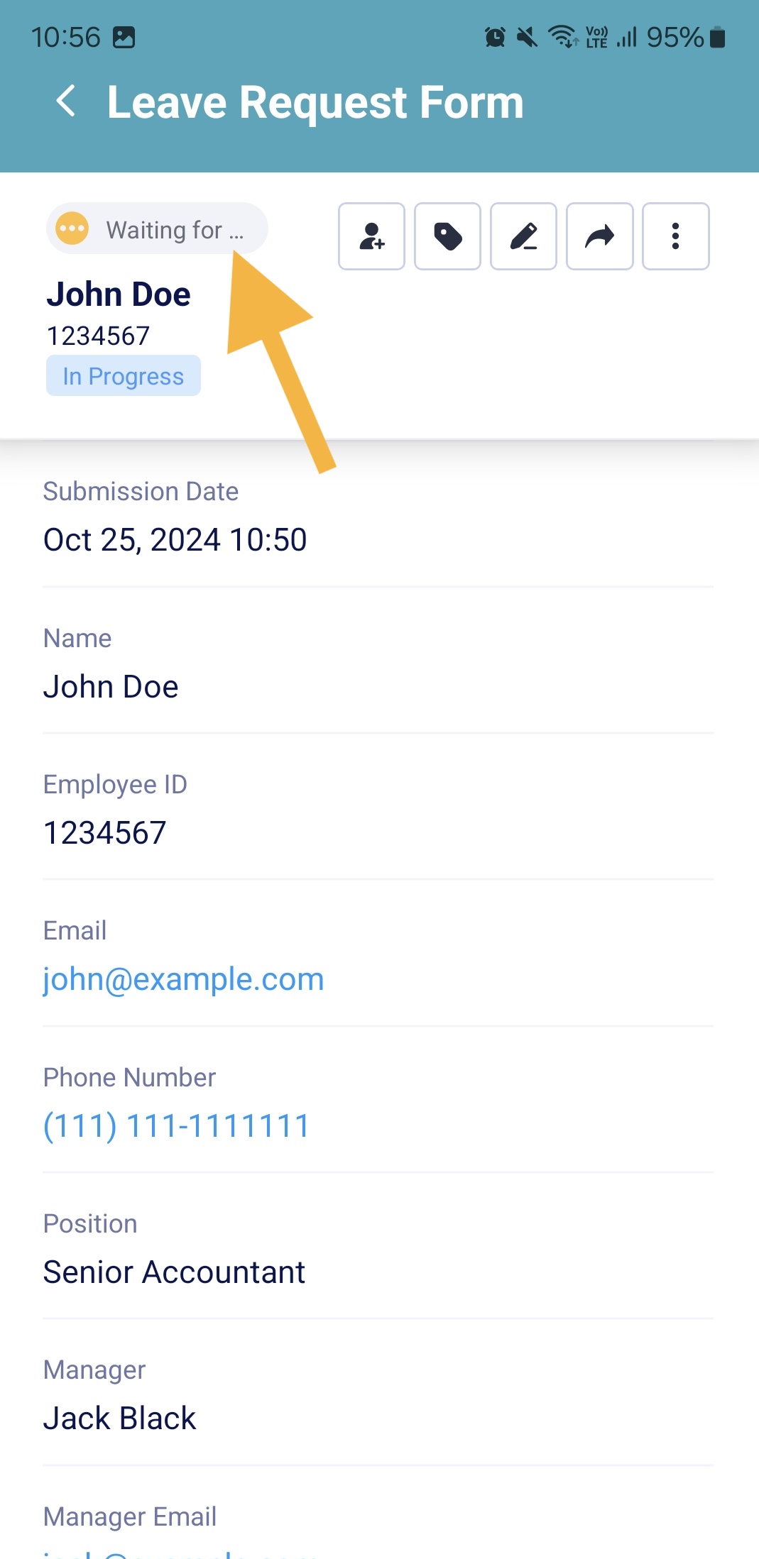 Highlighting the Waiting for Approval Sign
