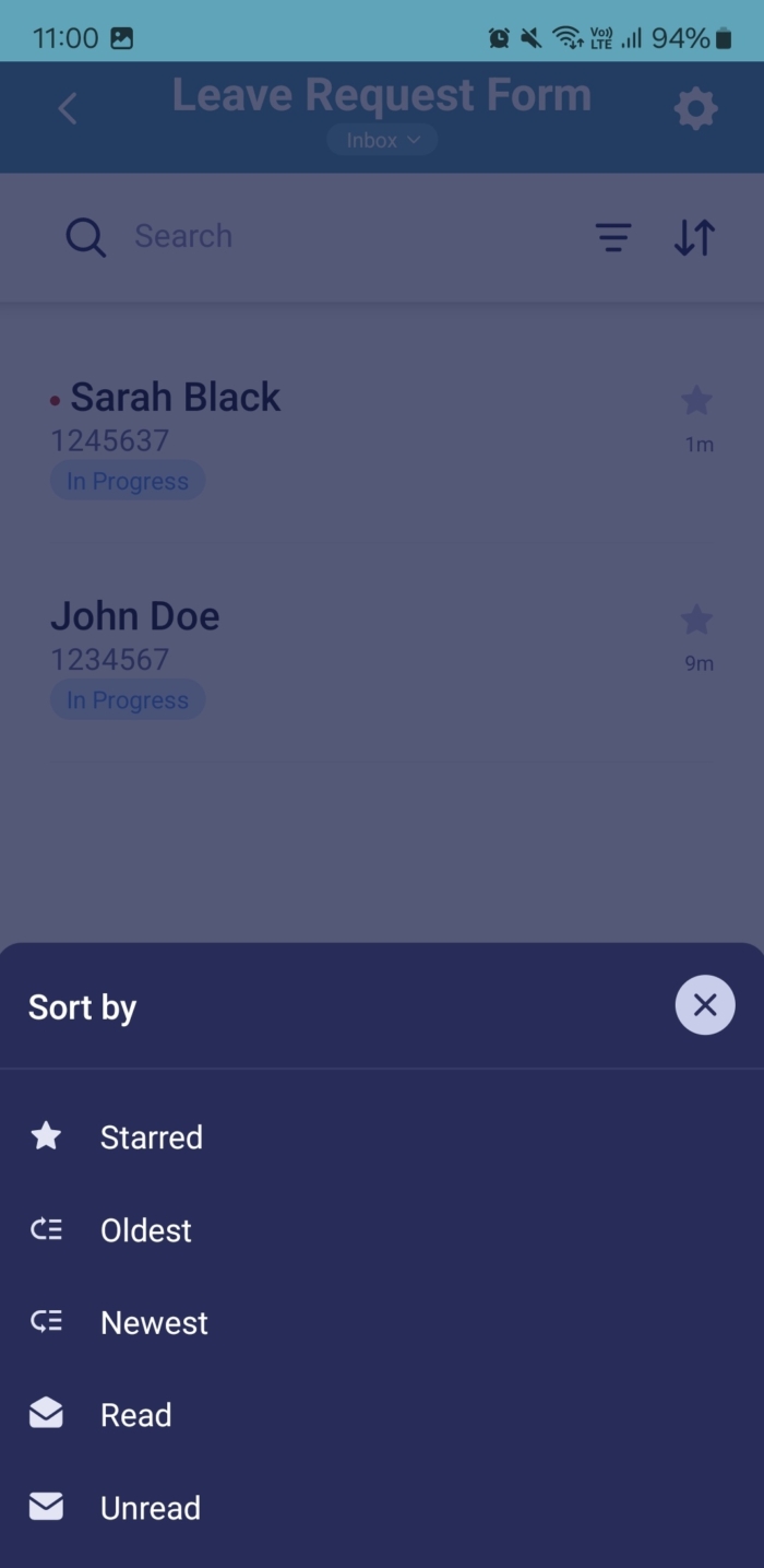 Sort Options on Leave Request Form Inbox