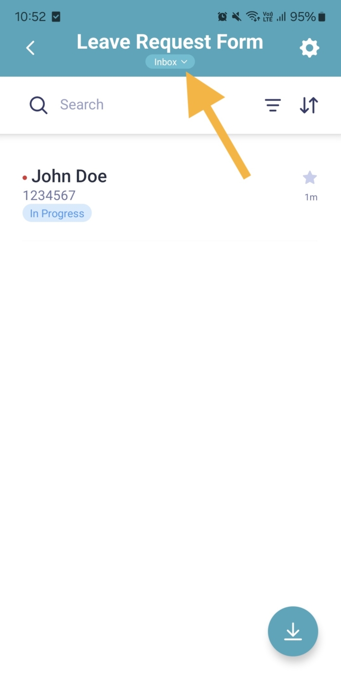 Clicking on the Inbox Dropdown on Jotform Mobile Apps