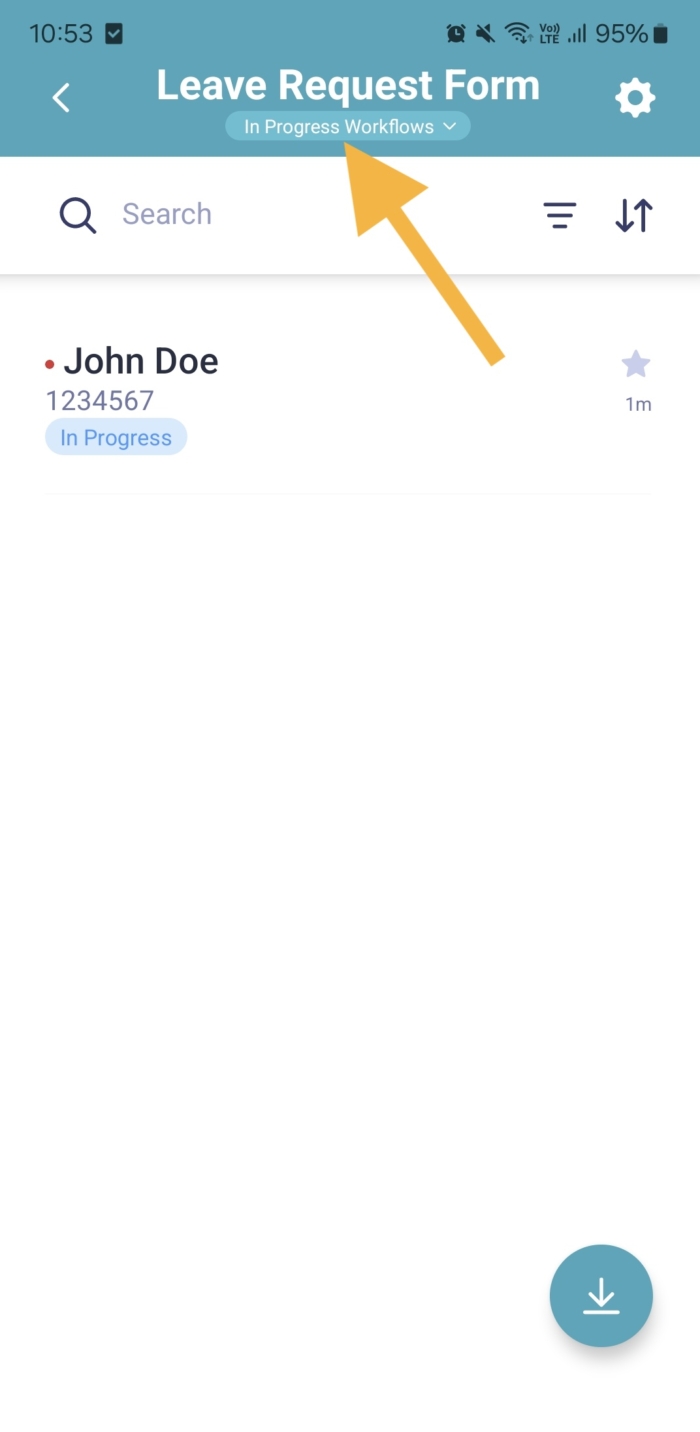 Clicking on In Progress Workflows in Jotform Mobile Apps