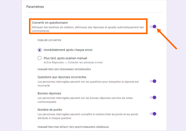 Capture d'écran d'un suis dans le generateur de formulaires Google Forms