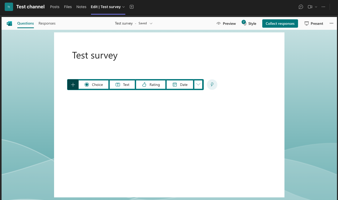 Creating the Survey Using the Microsoft Forms Interface