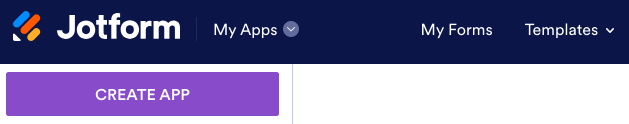 Clicking on the Create App Button in Jotform App Builder