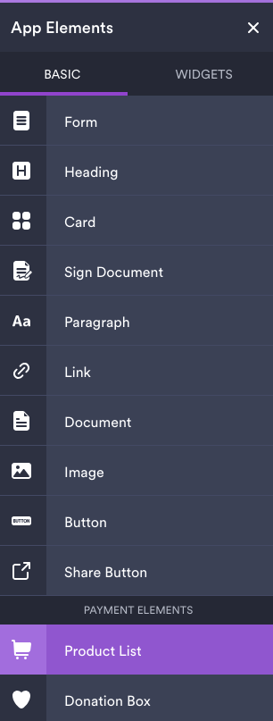 App Elements in the Jotform App Builder