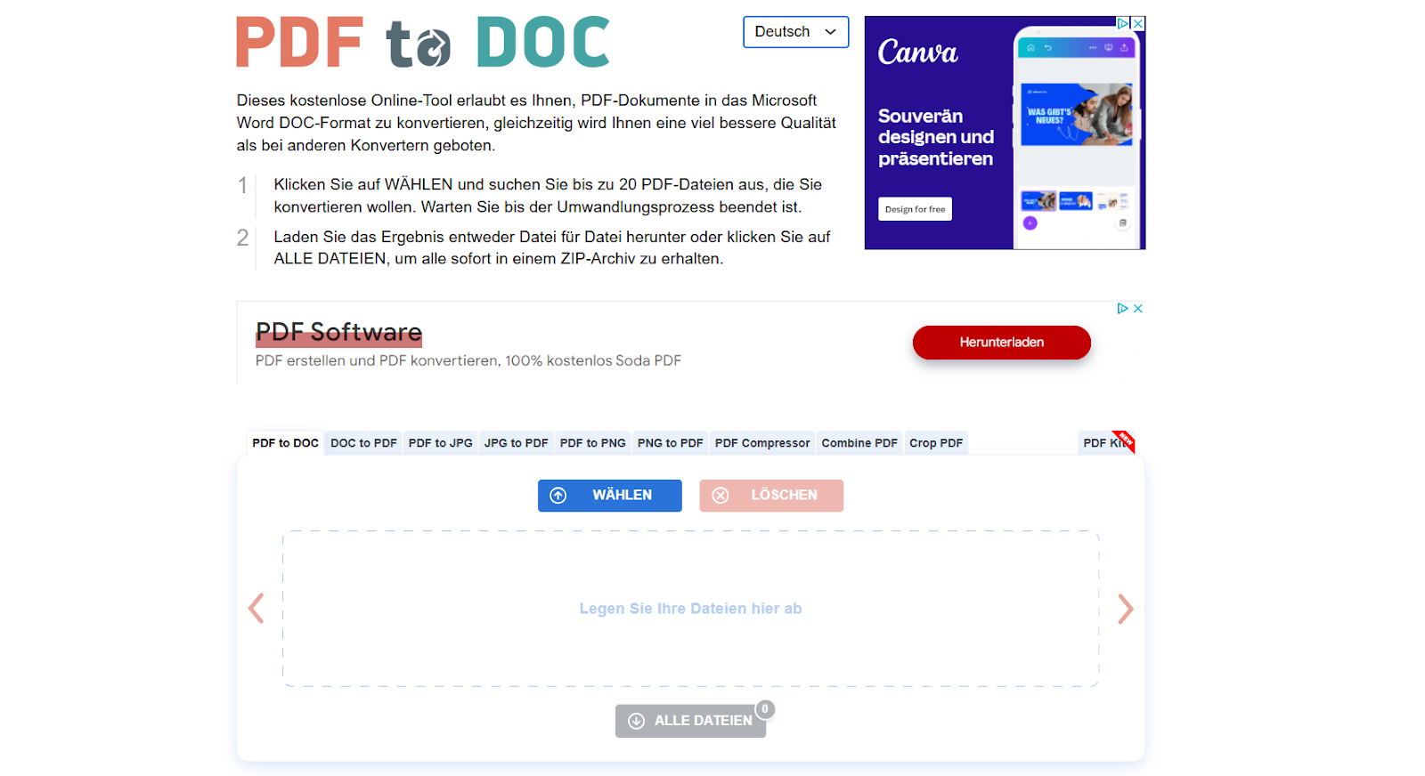 User Interface of PDF to DOC Converter
