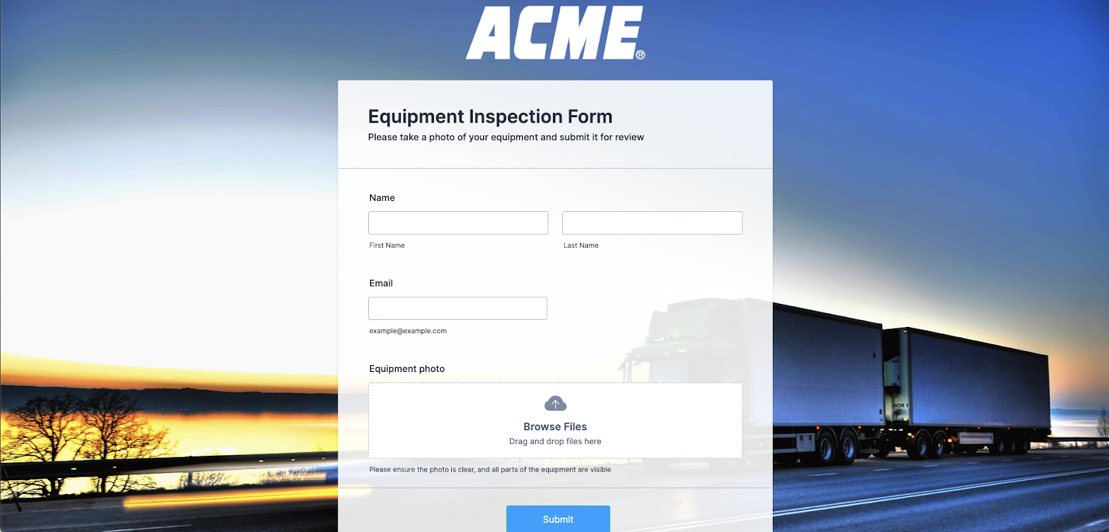 An Equipment Inspection Form with White Labelling