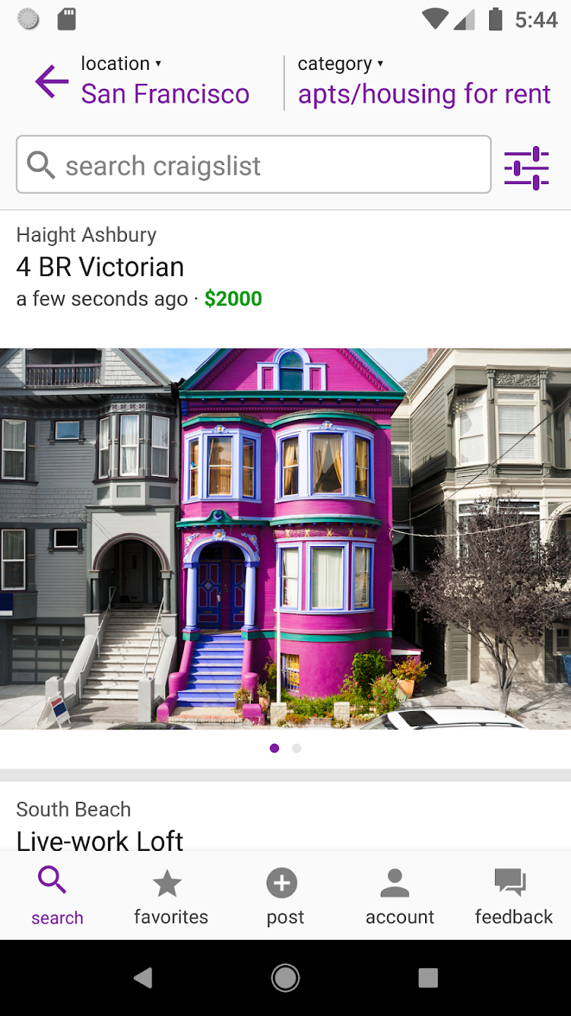 User Interface of Craigslist