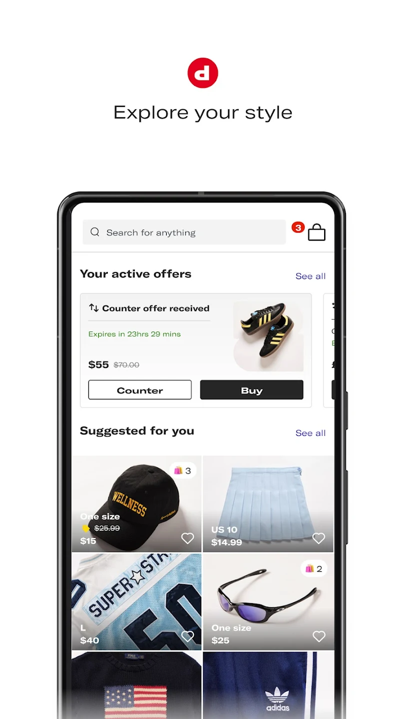 User Interface of Depop
