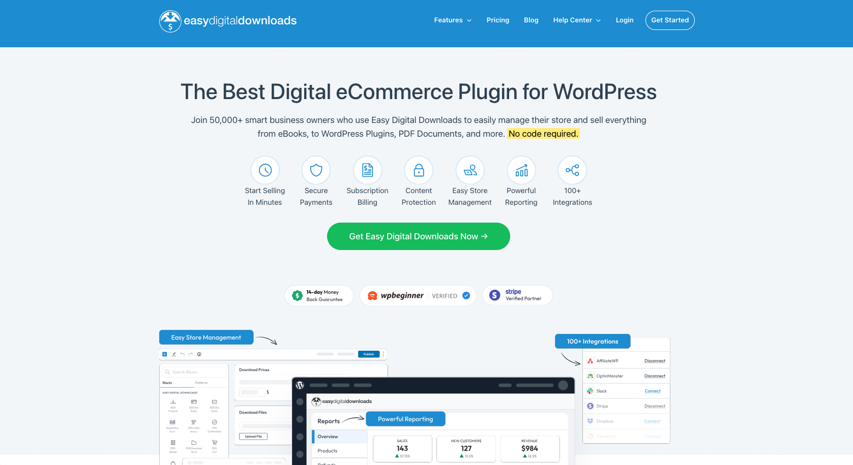 Easy Digital Downloads Landing Page