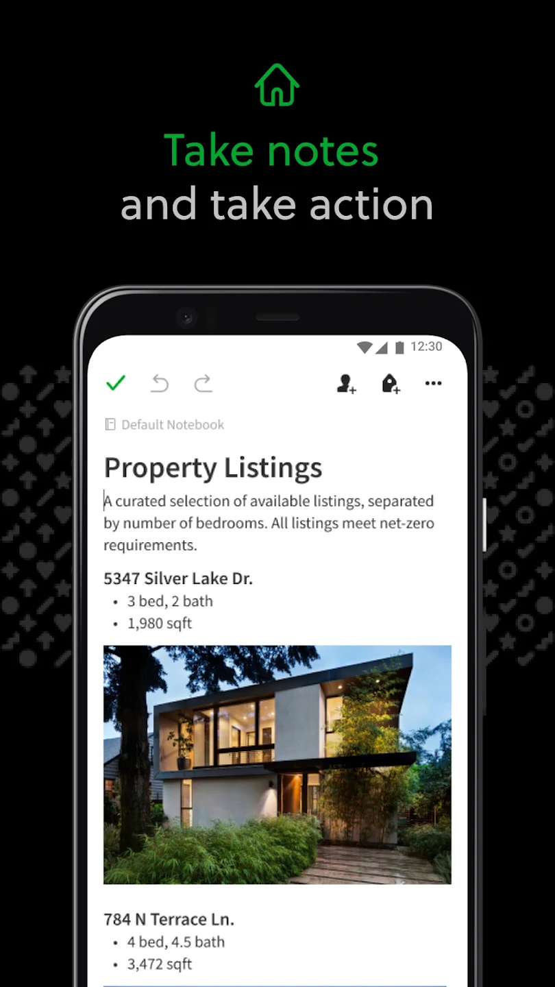 User Interface of Evernote on Mobile