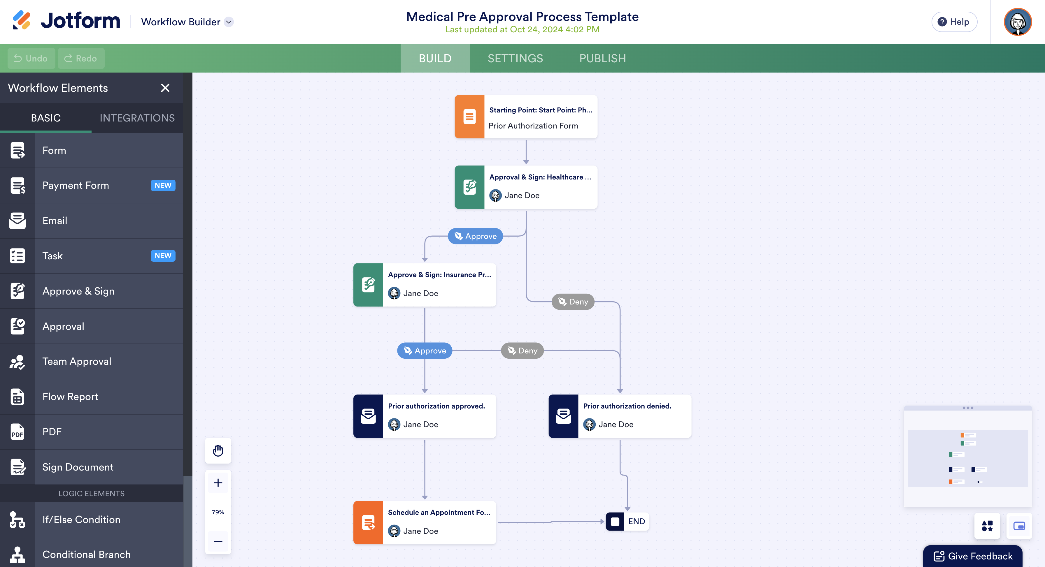 Medical Pre Approval Process Template in Jotform Workflows