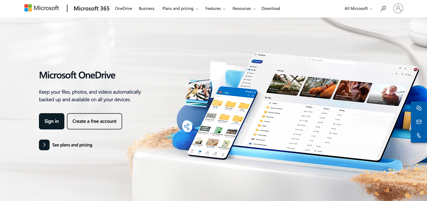 OneDrive Landing Page