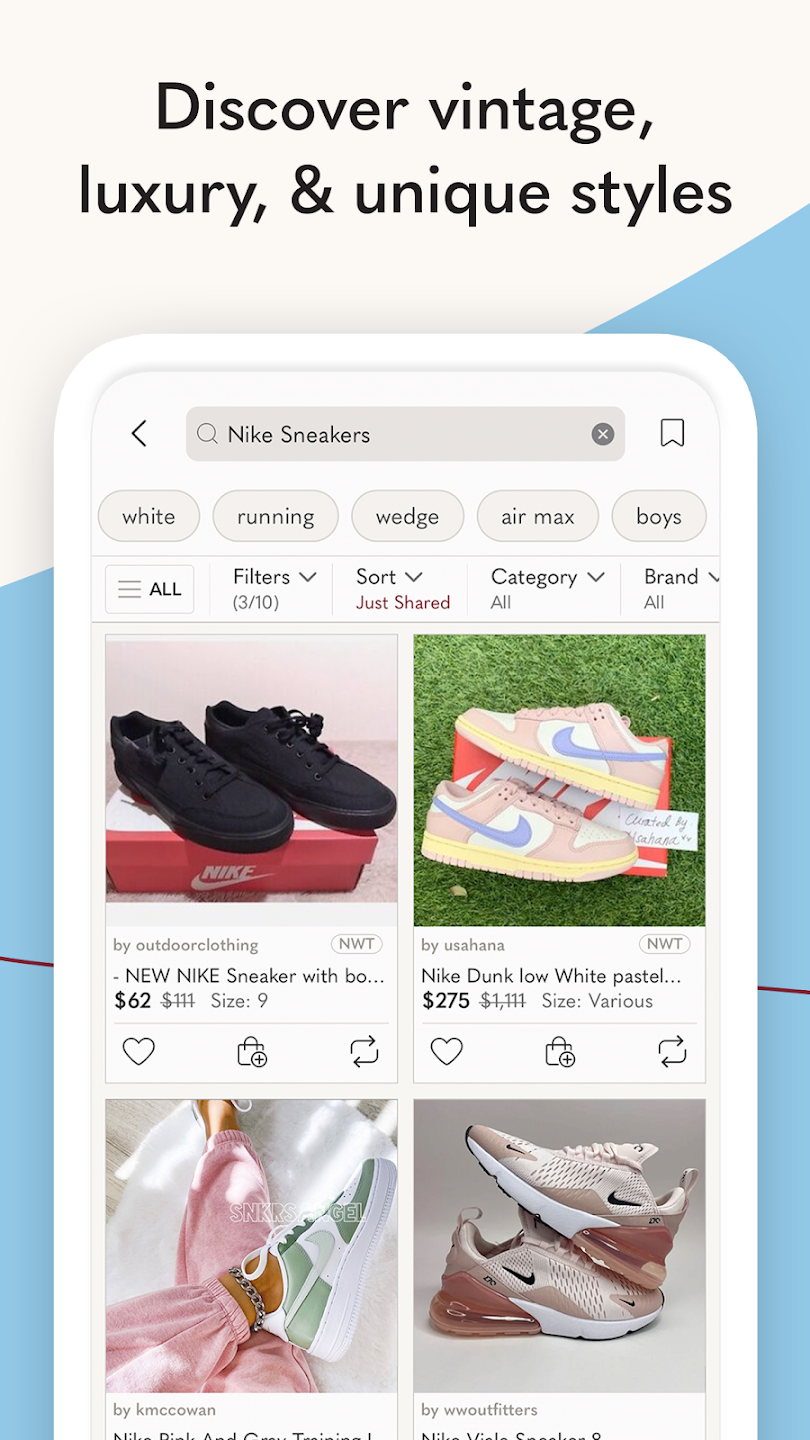 User Interface of Poshmark