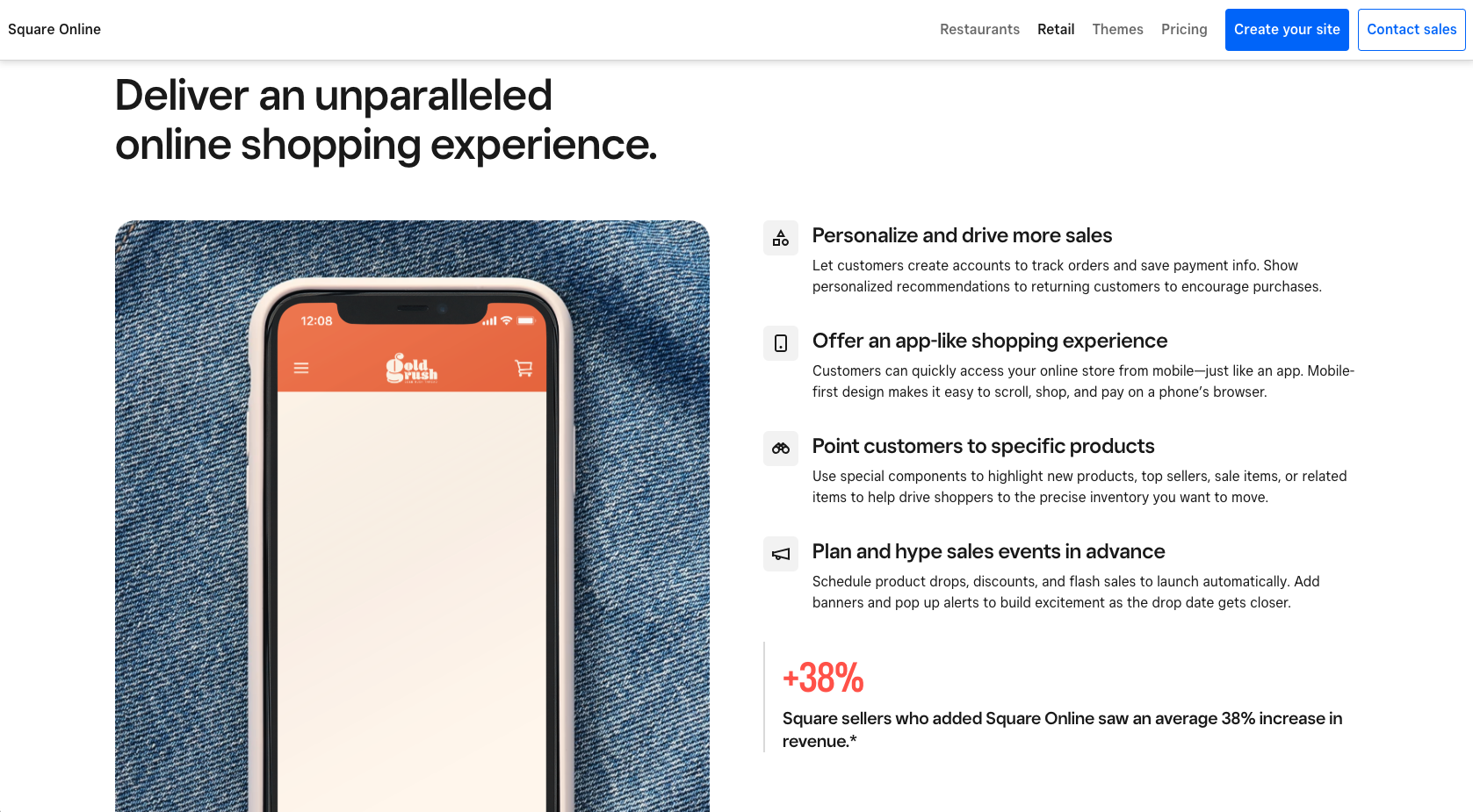 Square Online Landing Page