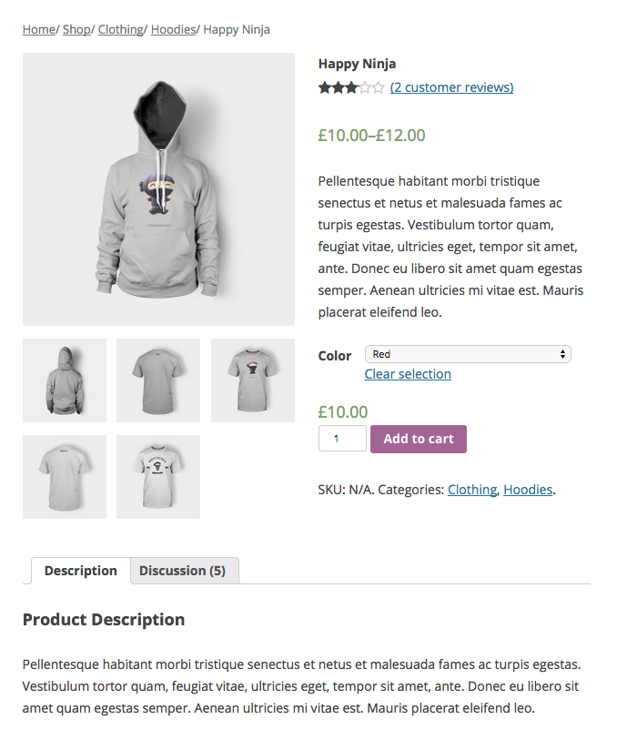 User Interface of WooCommerce