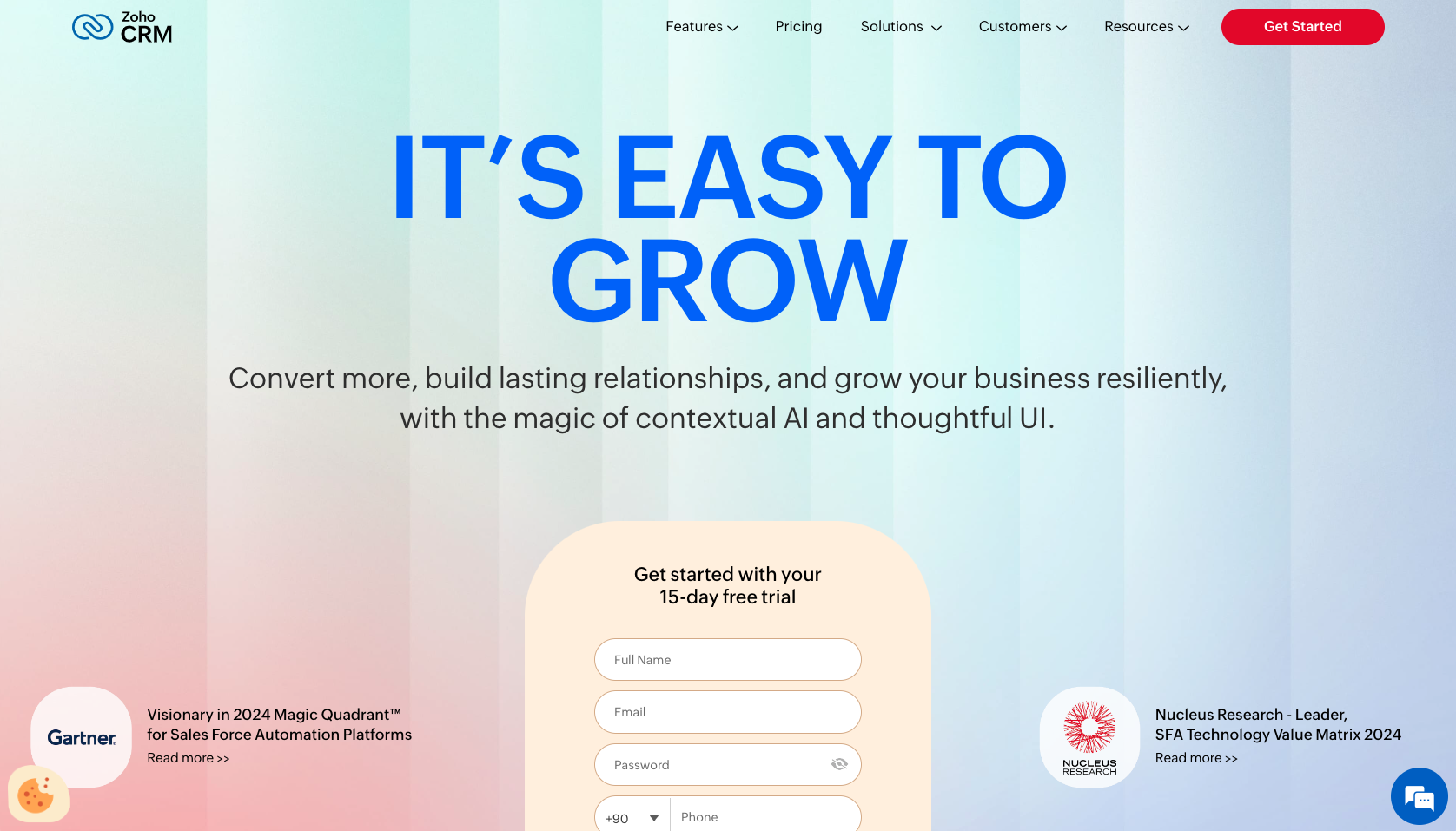 Zoho CRM Landing Page