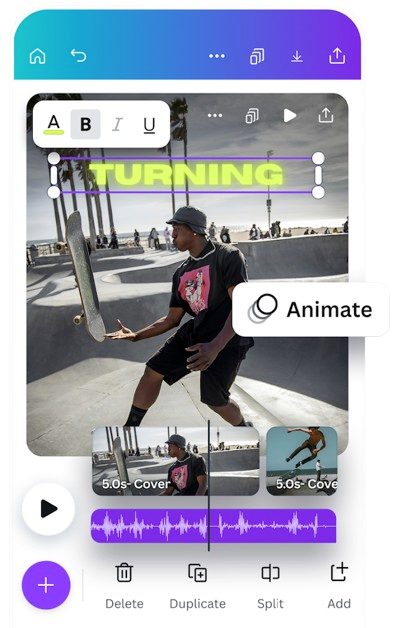 User Interface of Canva