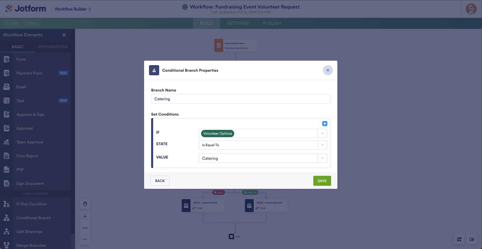 Conditional Branch Properties in Jotform Workflows