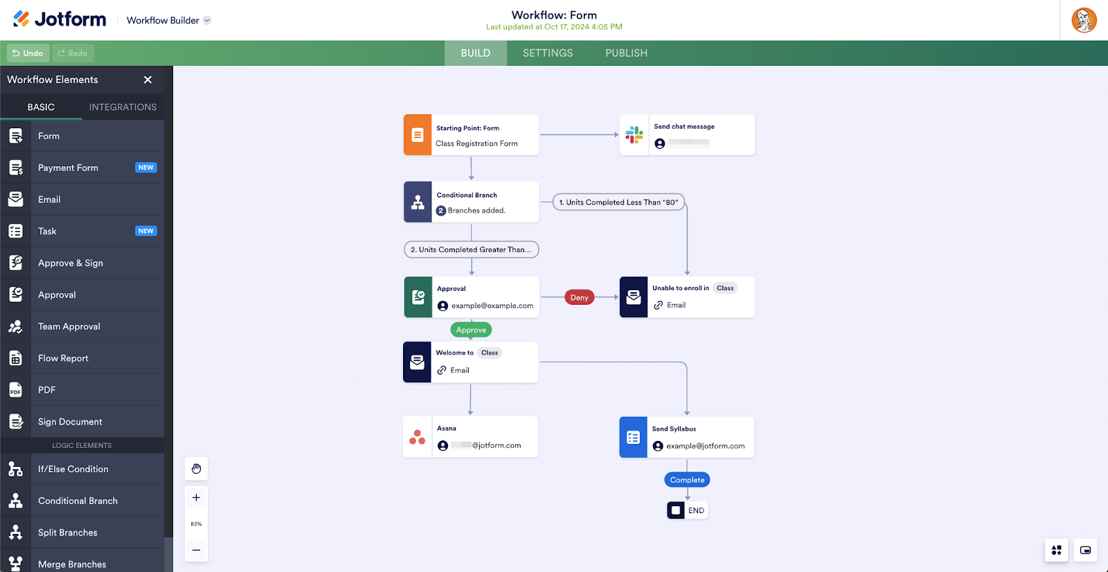 An Example Workflow in Jotform Workflows