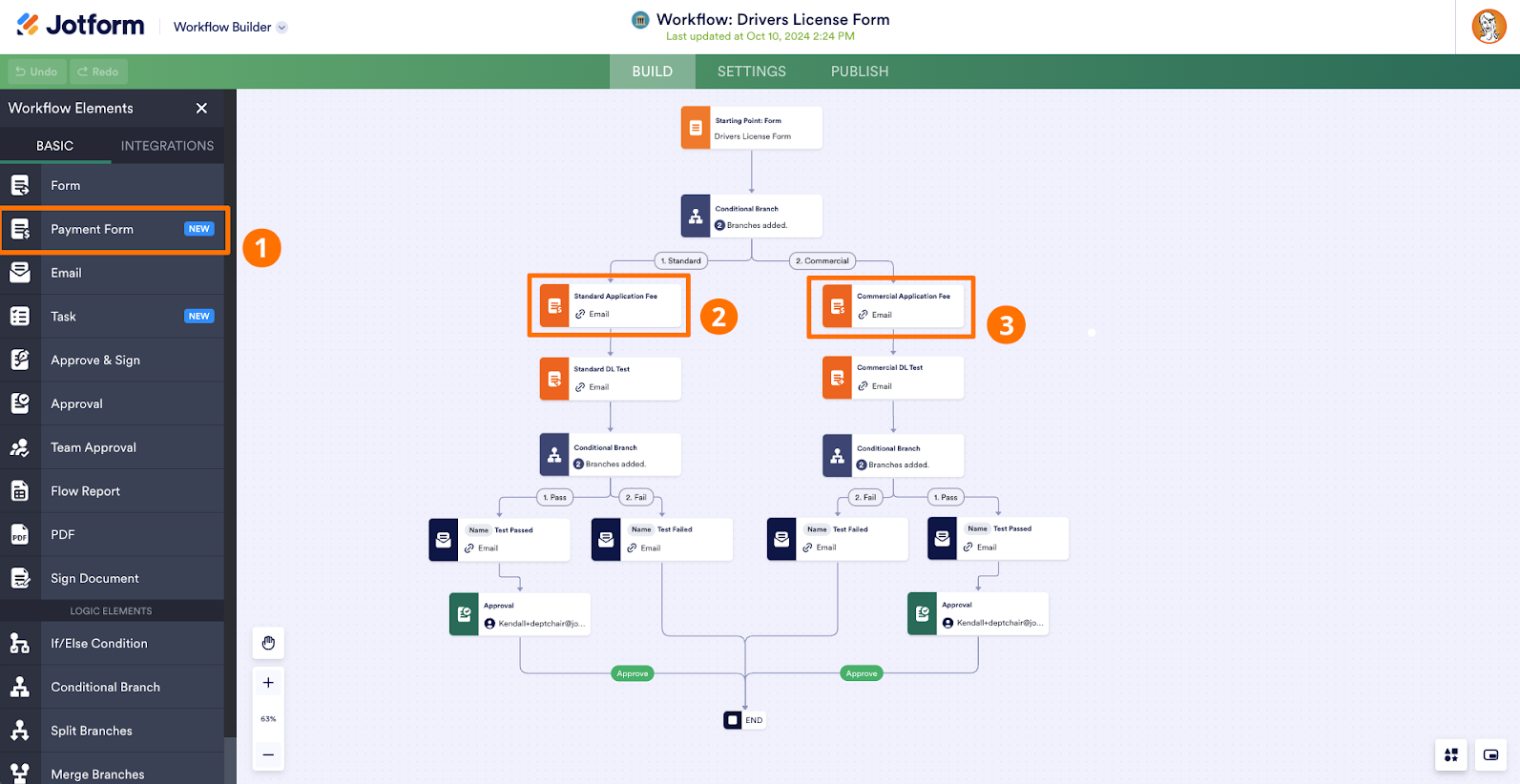 Highlighting the Standard and Commercial Applications Forms Under Conditional Branch in Jotfomr Workflow Builder
