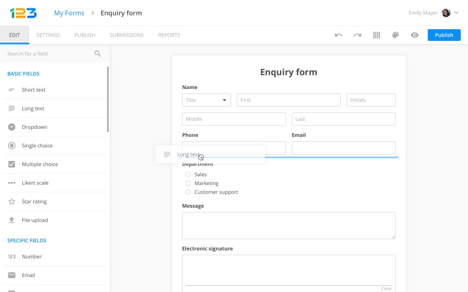 123form builder interface