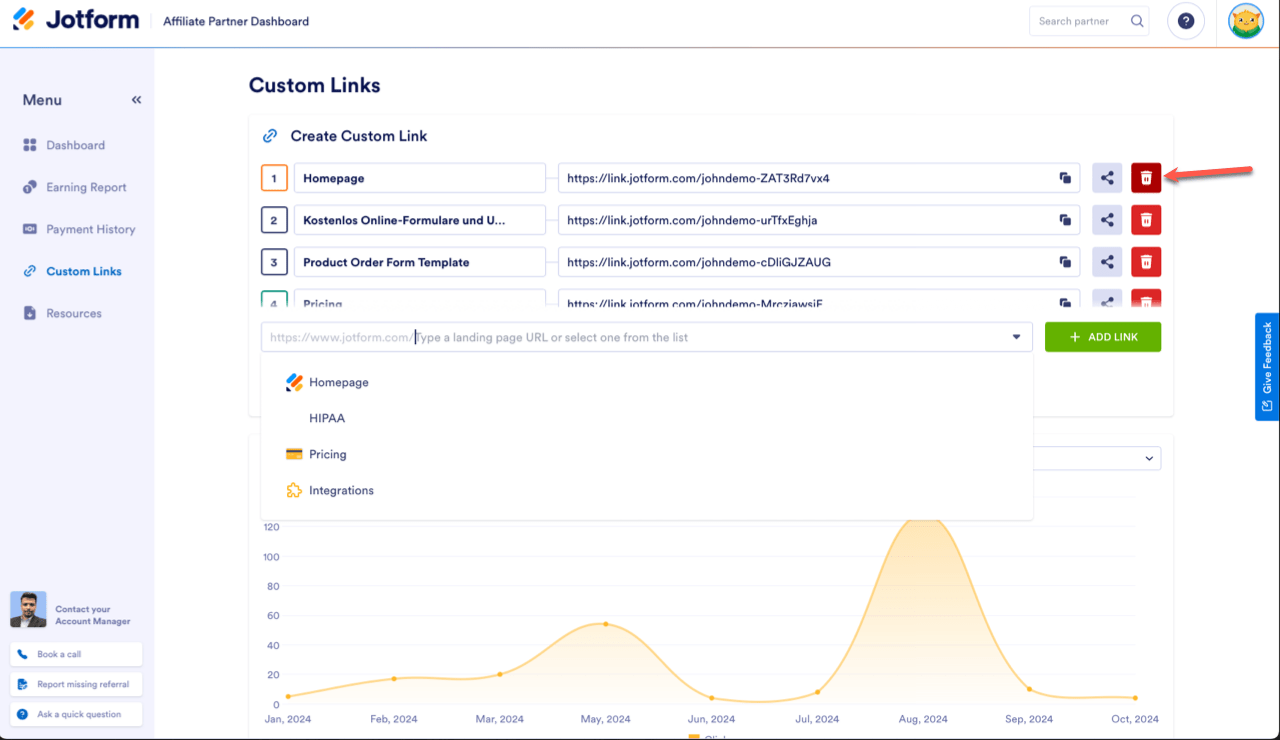 So erstellen und löschen Sie benutzerdefinierte Affiliate-Links in Ihrem Partner-Dashboard Image-5