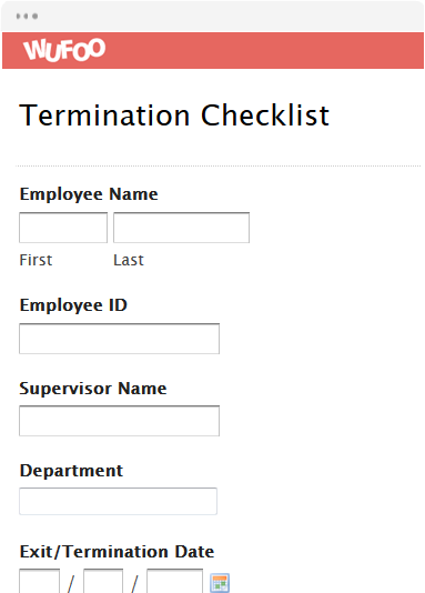 Wufoo termination checklist