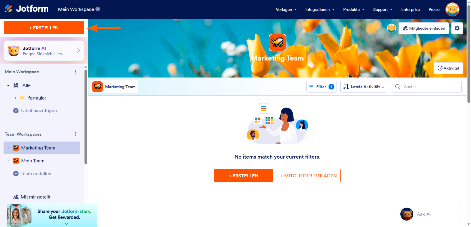 Wie Sie neue Assets in Jotform Teams erstellen Image-2