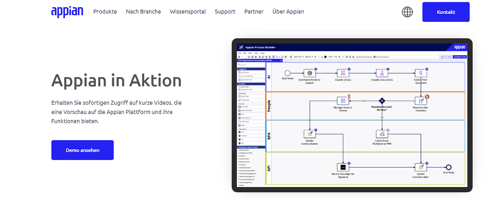 Landingpage von Appian