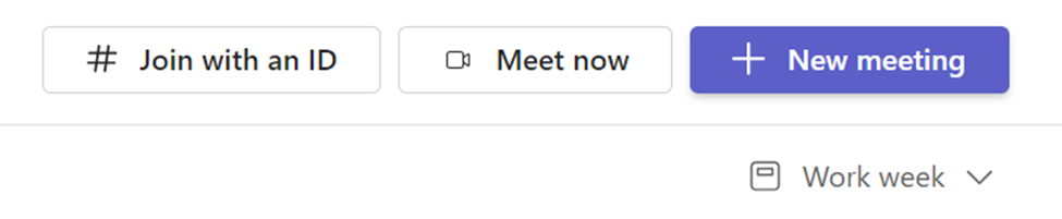 A screenshot of the button to add a new meeting in Microsoft Teams