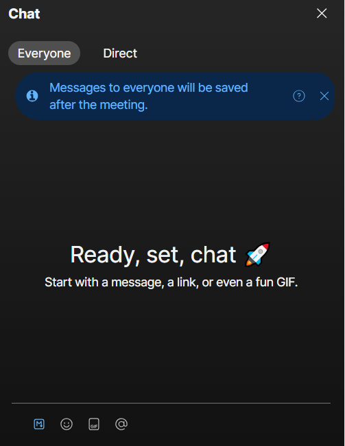 Screenshot of the chat screen in Webex meetings