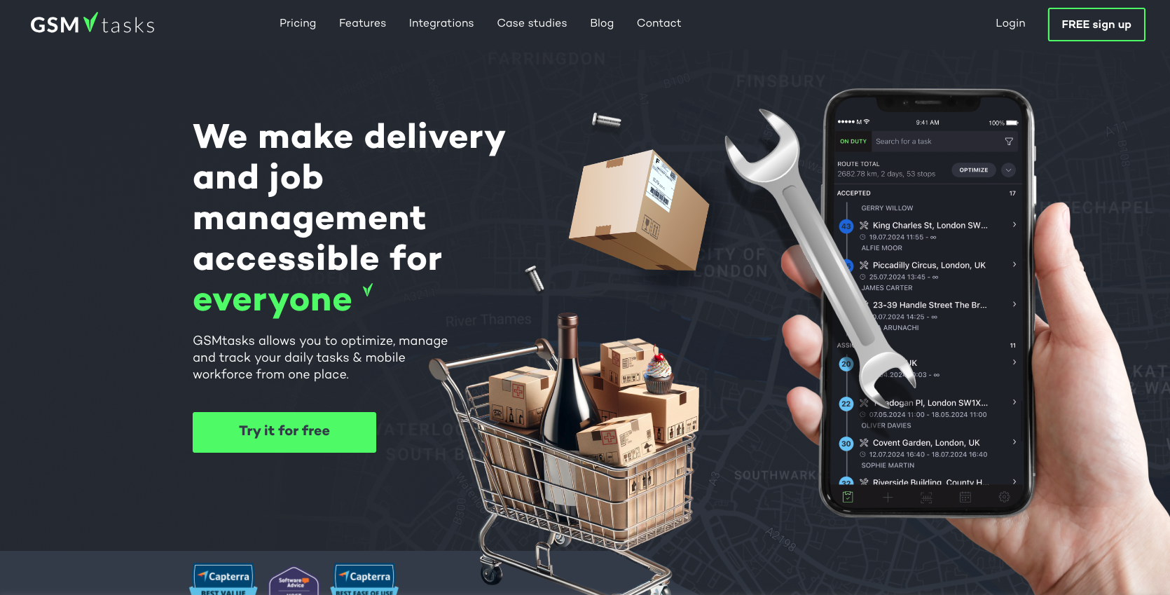 GSMtasks Landing Page