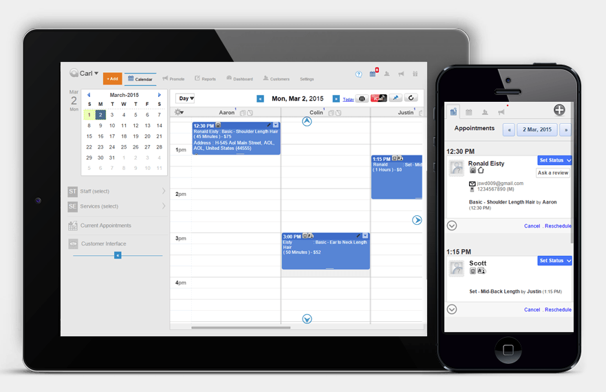 User Interface of Appointy