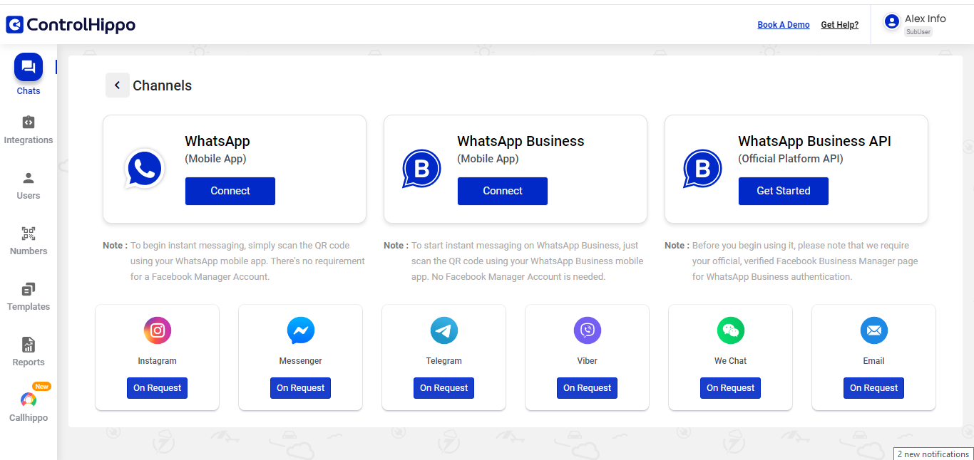 User Interface of ControlHippo