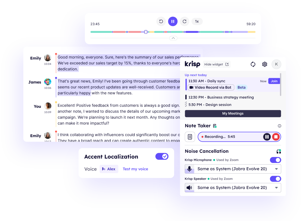 User Interface of Krisp