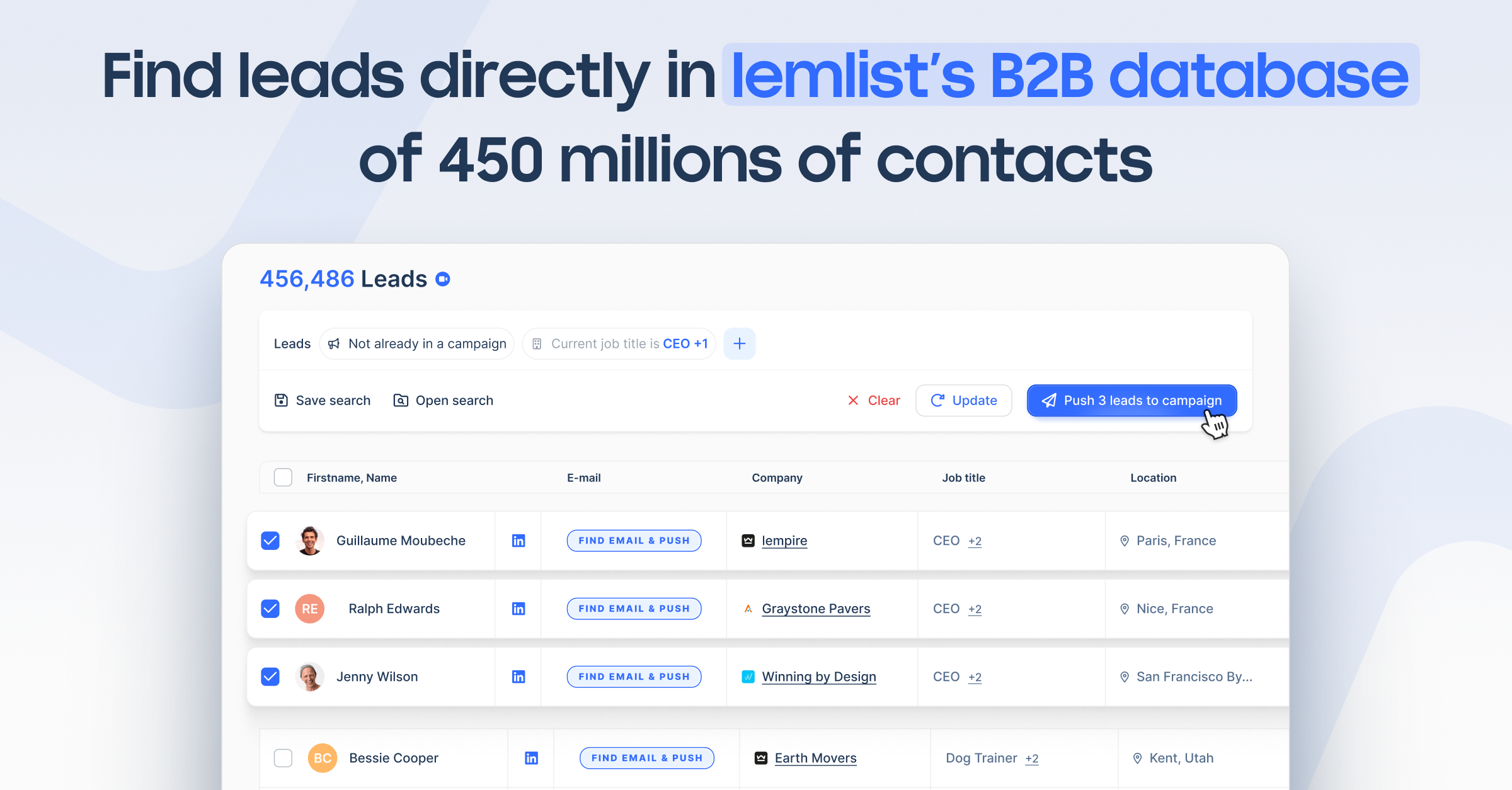 User Interface of lemlist