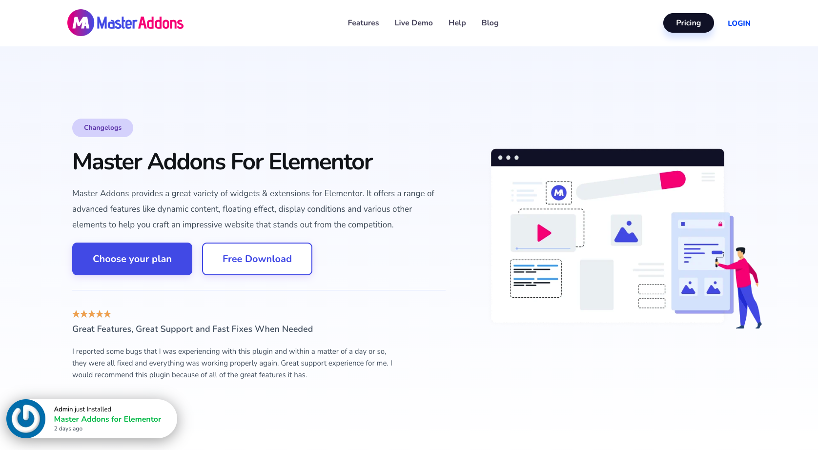 Master Addons Landing Page