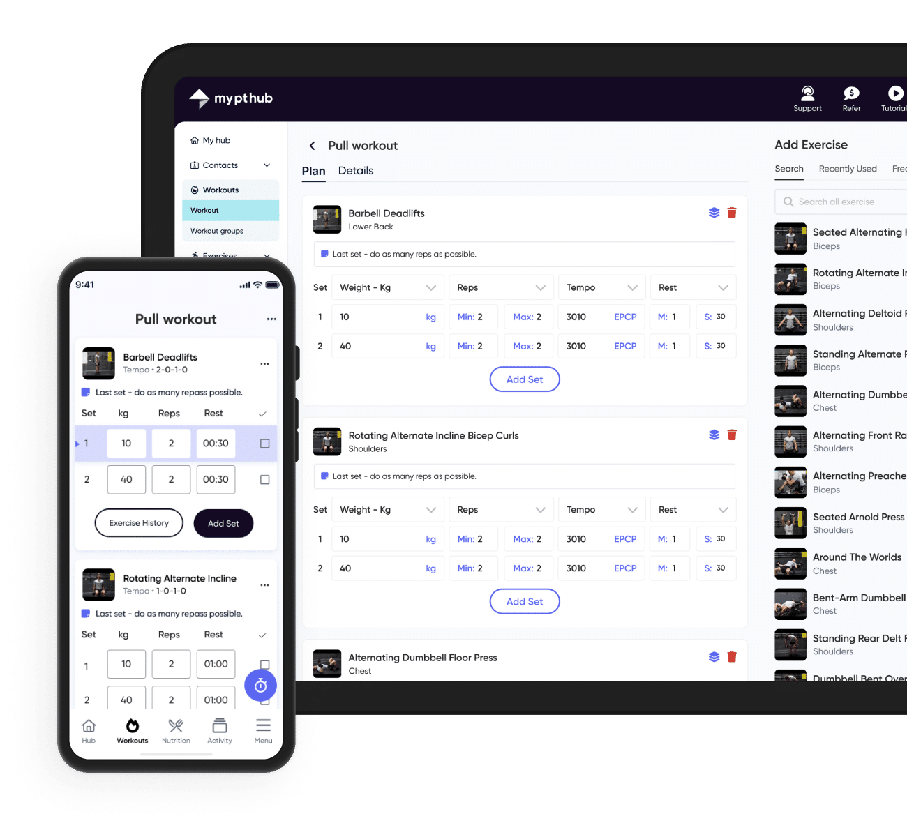User Interface of My PT Hub
