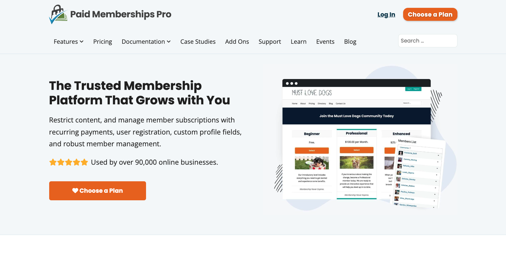 Paid Memberships Pro Landing Page