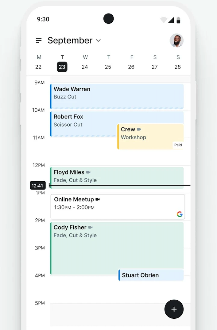 User Interface of Setmore