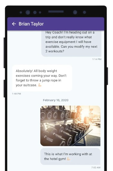 User Interface of TrueCoach